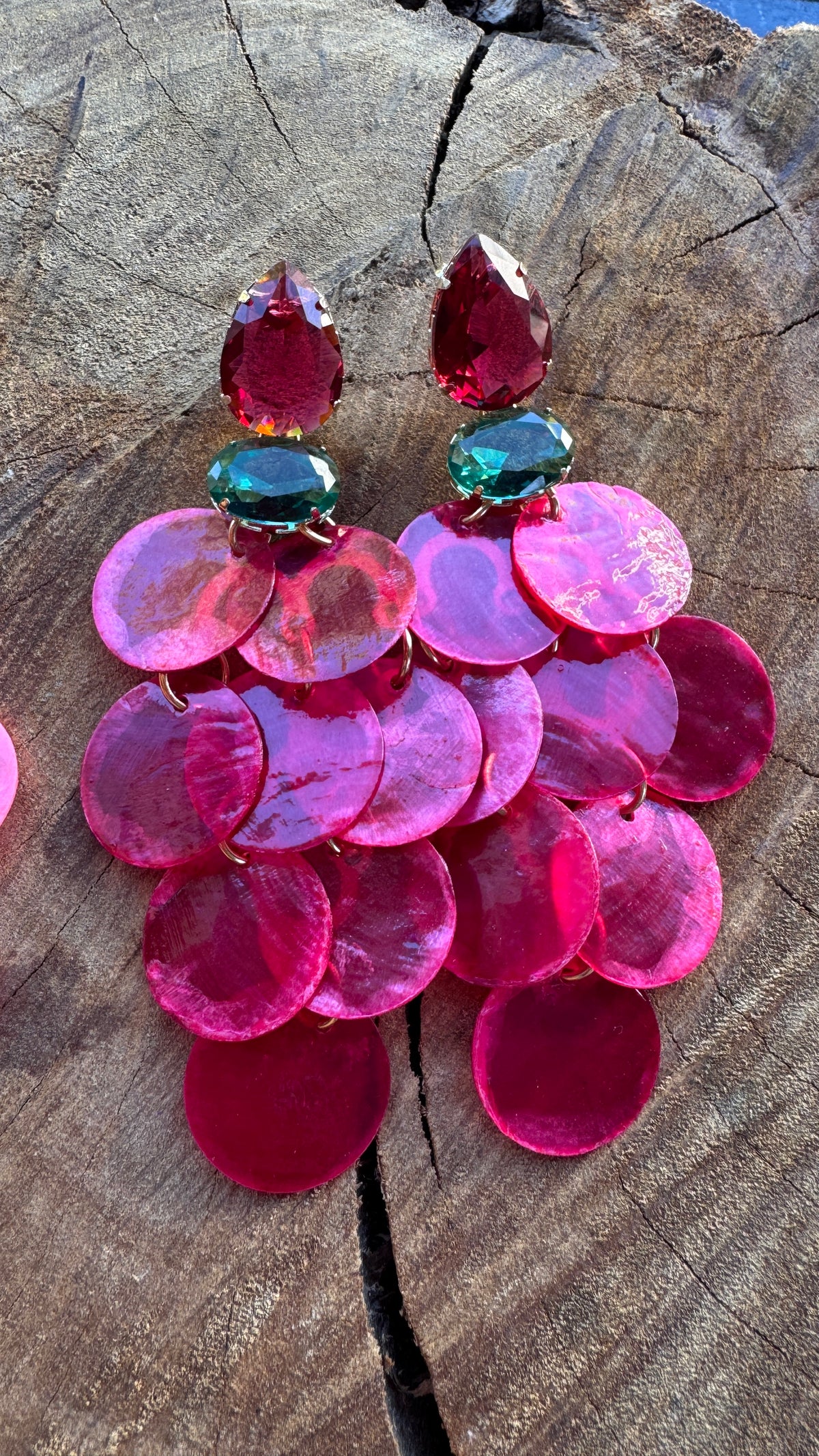 Brinco Isla metalizado rosa escuro - 9 cm