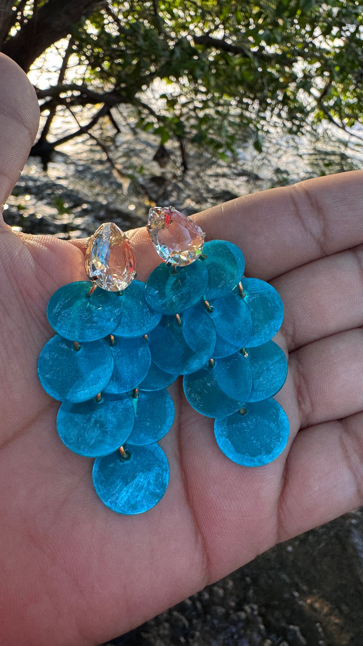 Brinco Isla 6 cm - azul topázio