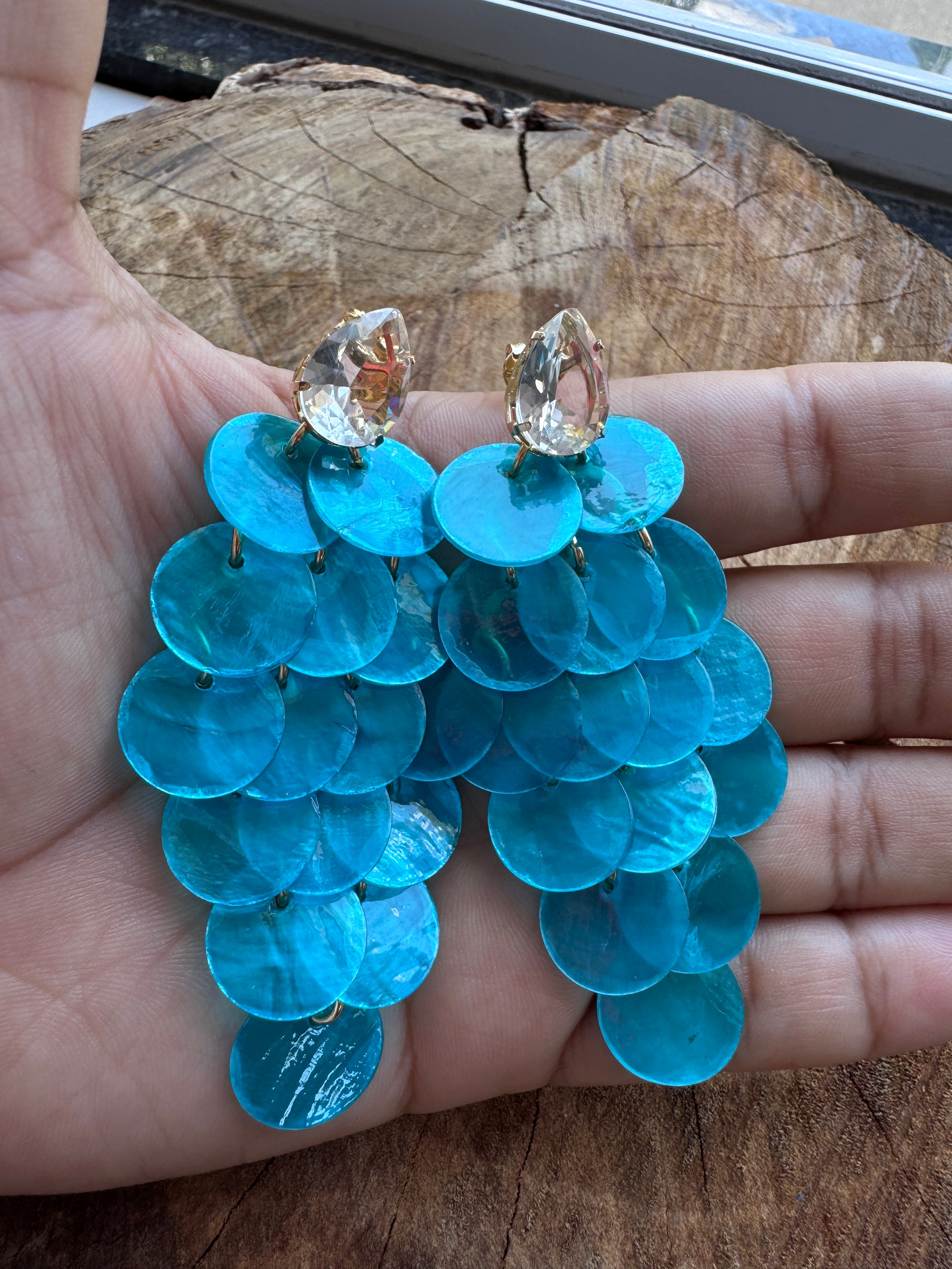 Brinco Isla 8 cm - Azul topázio