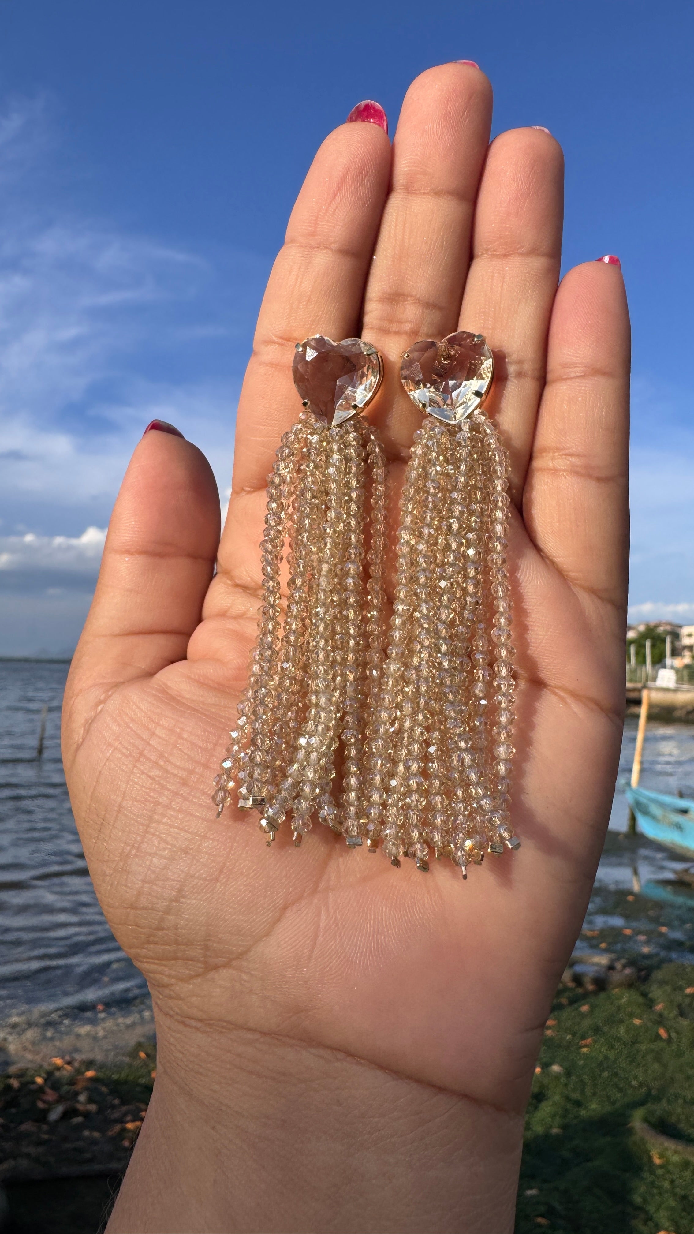 Brinco Larissa 8 cm - Champanhe