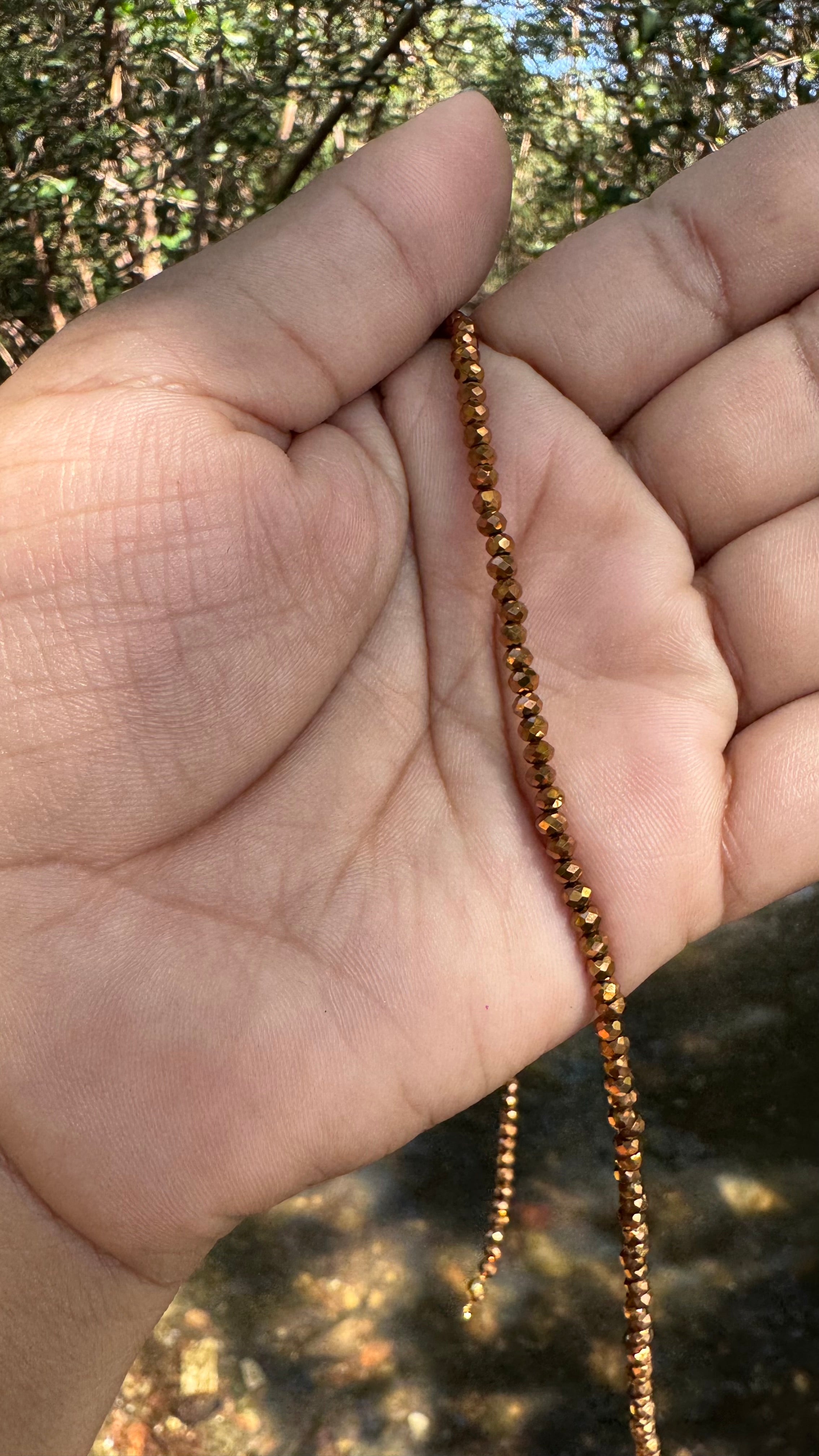 Colar cristal liso - Marrom dourado