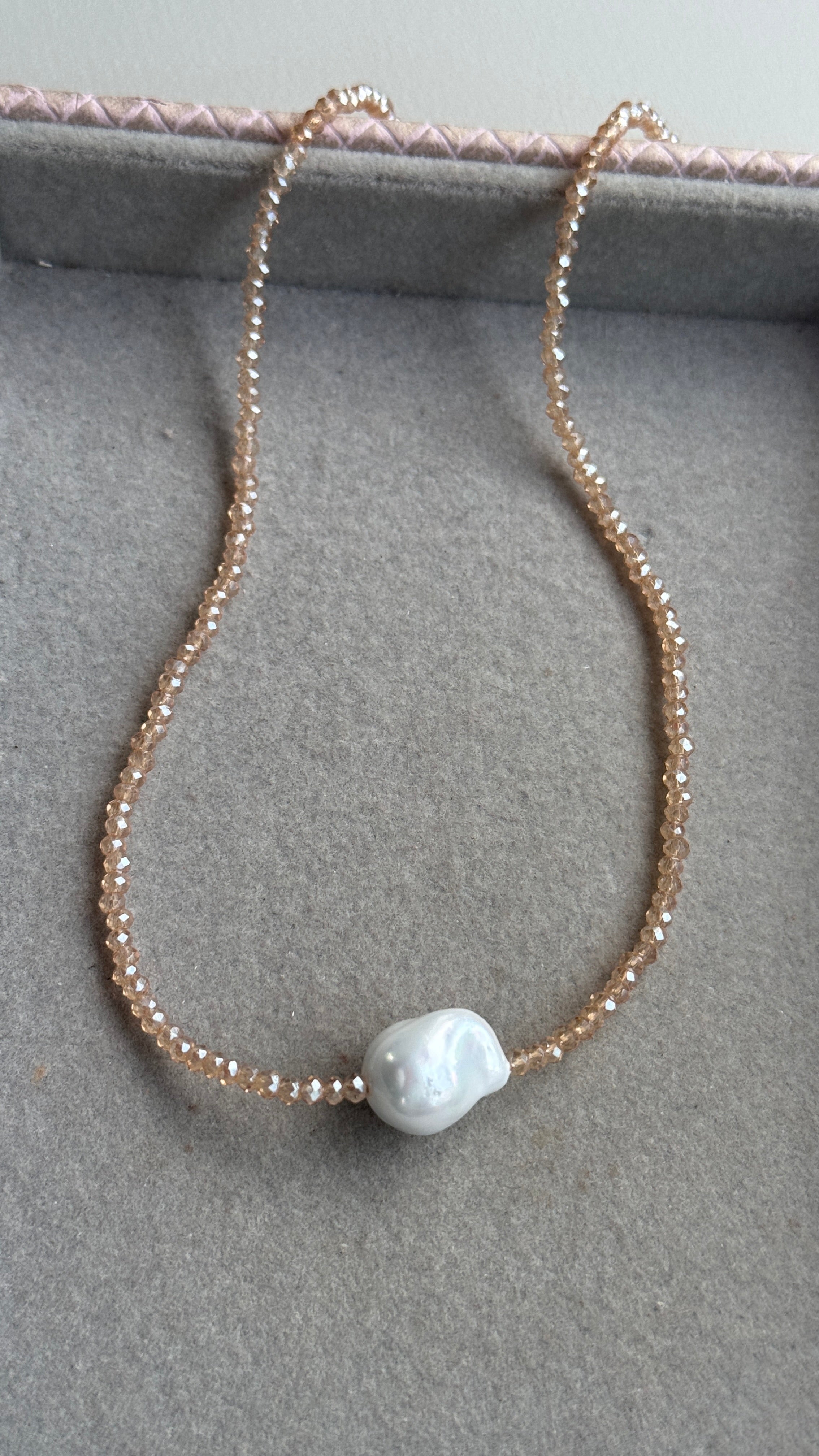 Colar cristal pérola Shell - Âmbar