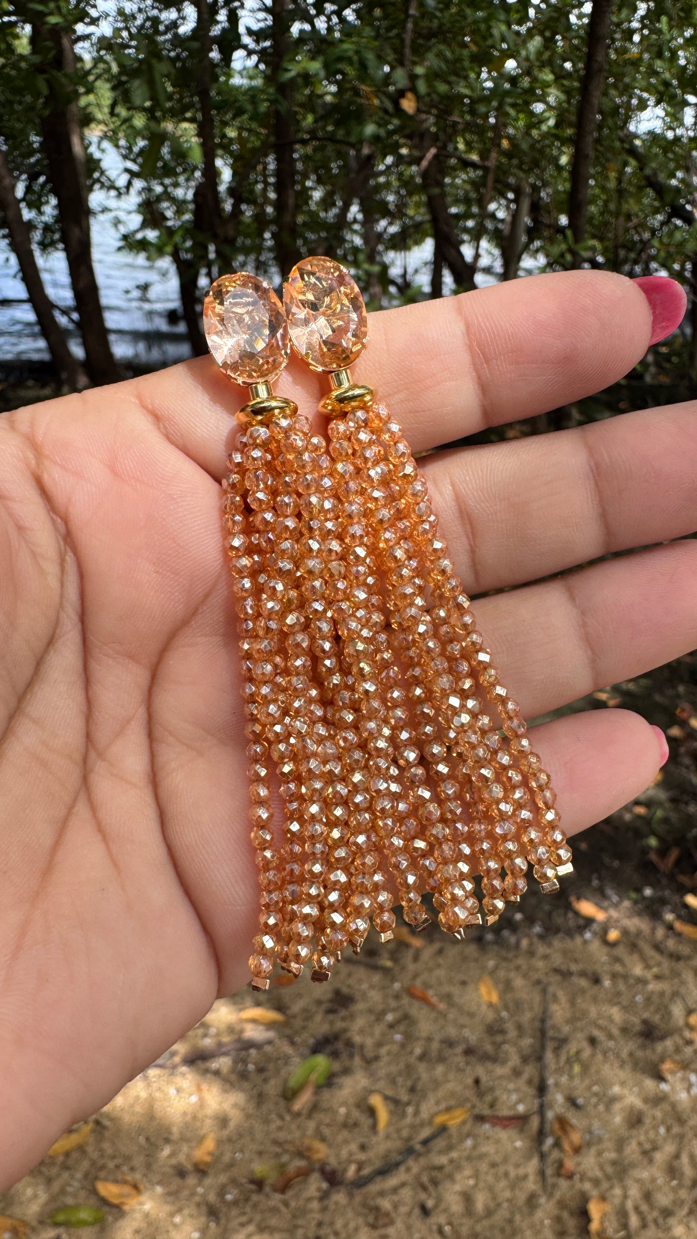 Brinco Helena - Transparente dourado