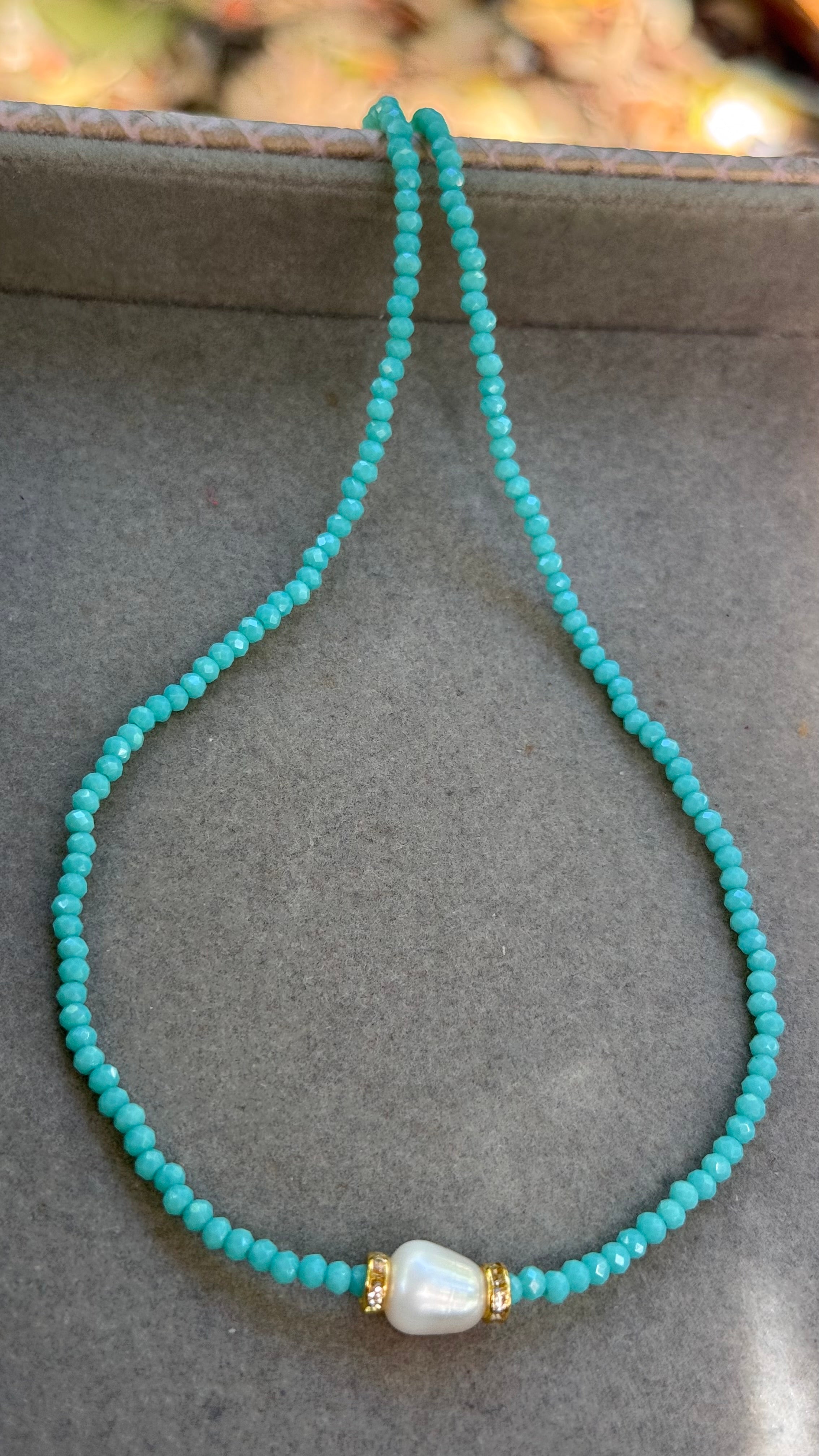 Colar pérola G - Turquesa