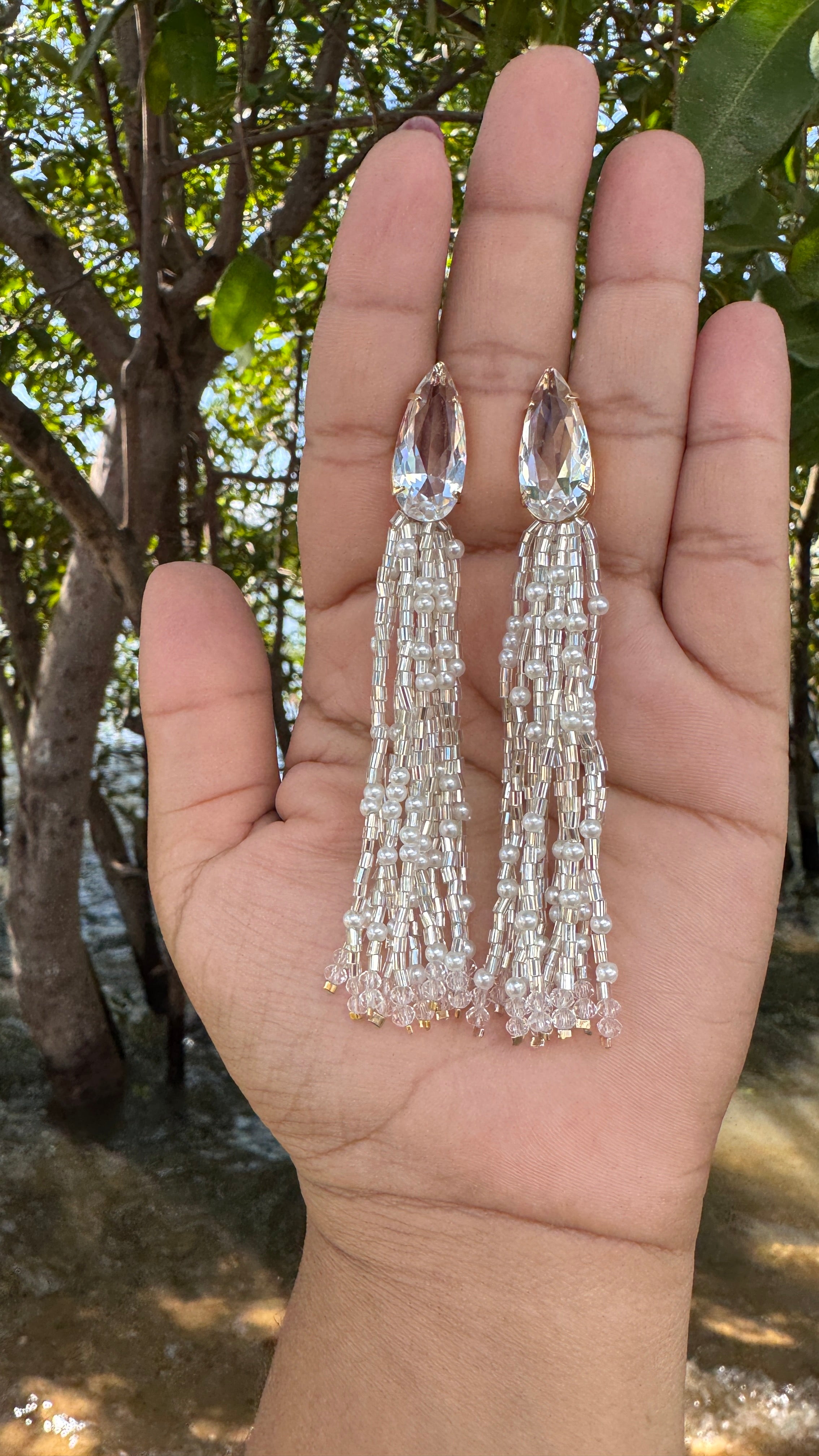 Brinco Chuva de vidrilhos e pérolas