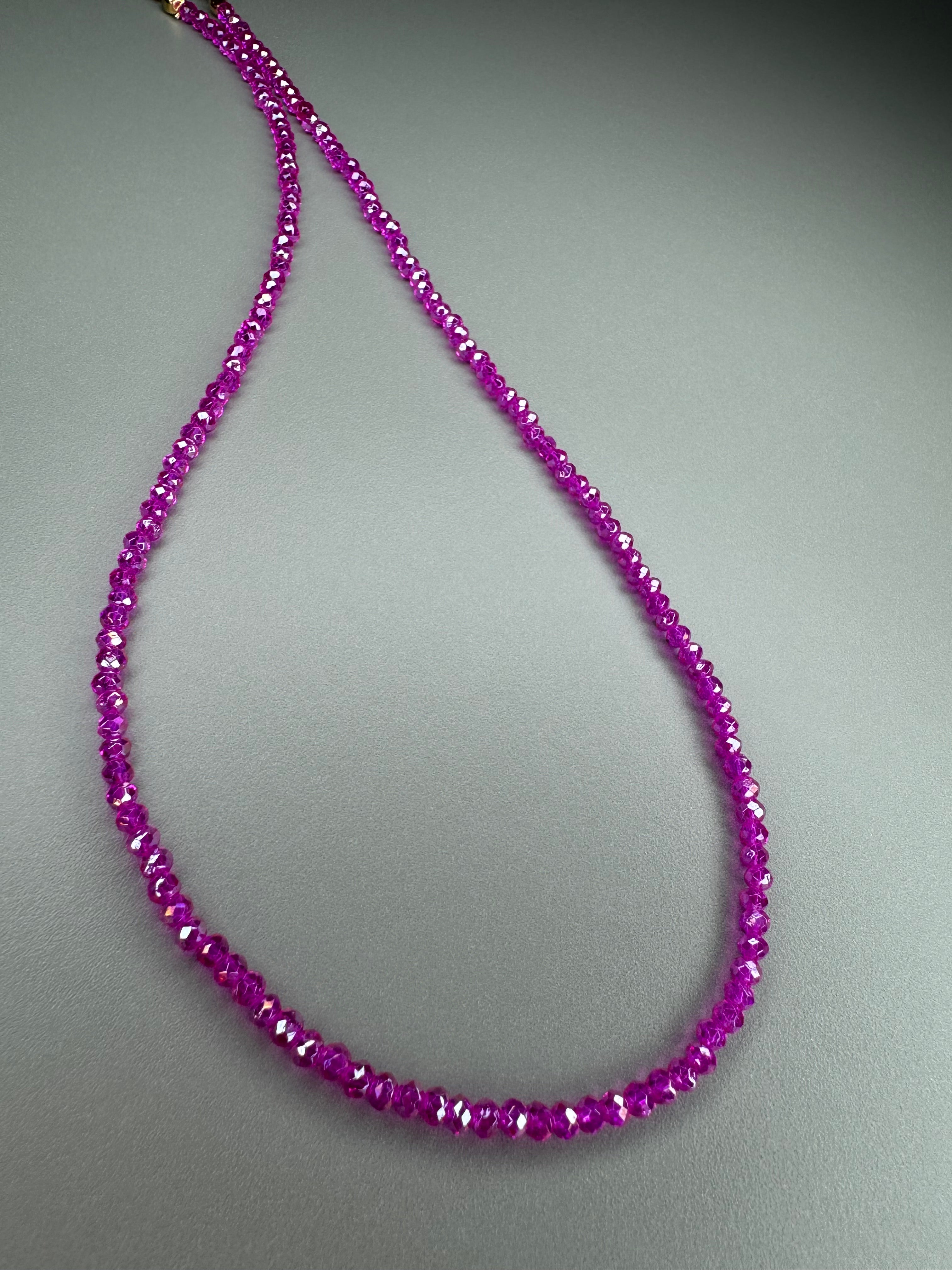 Colar cristal liso - fúcsia boreal