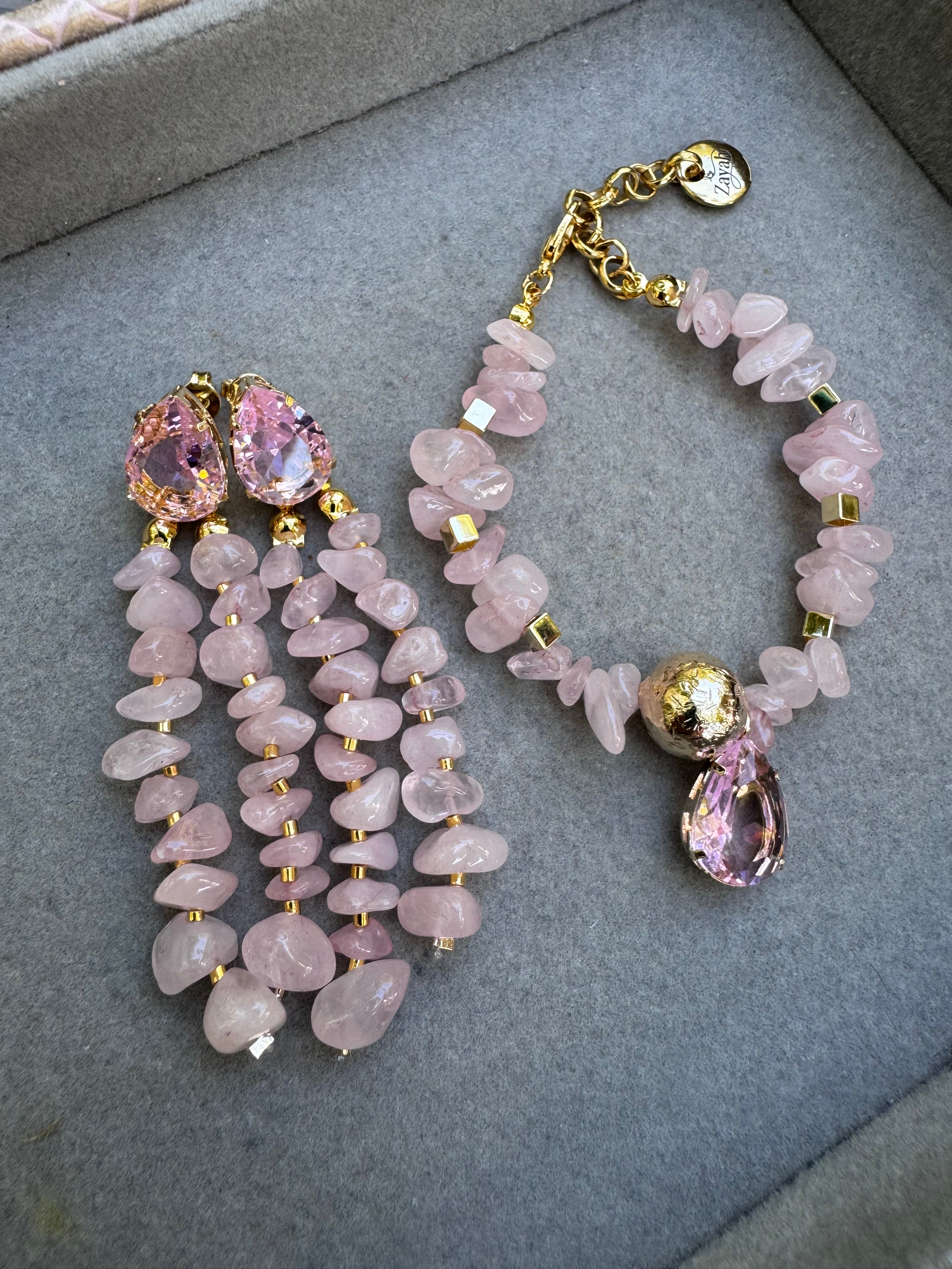 Conjunto Jasmine - Rosa quartzo