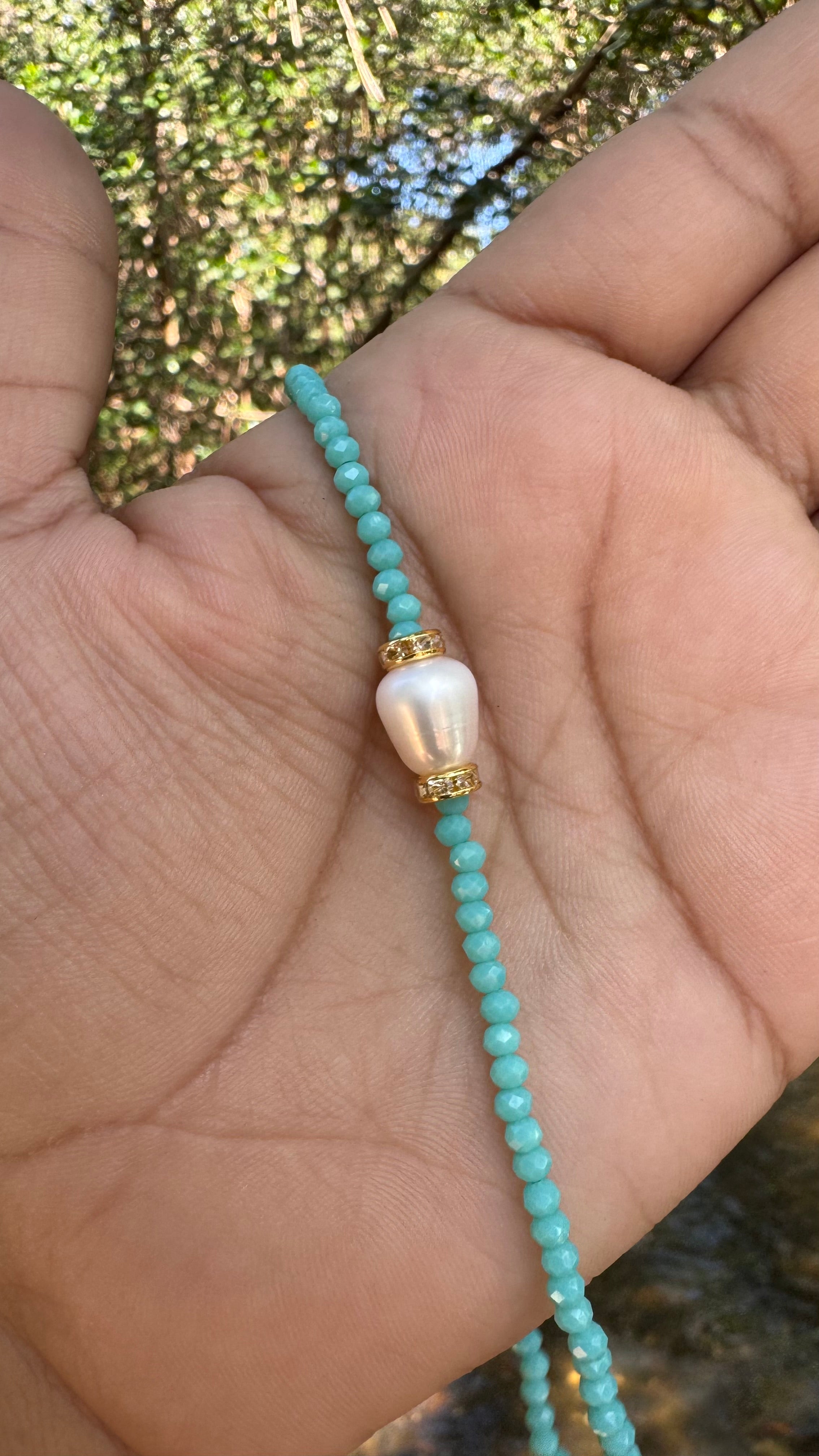 Colar pérola G - Turquesa